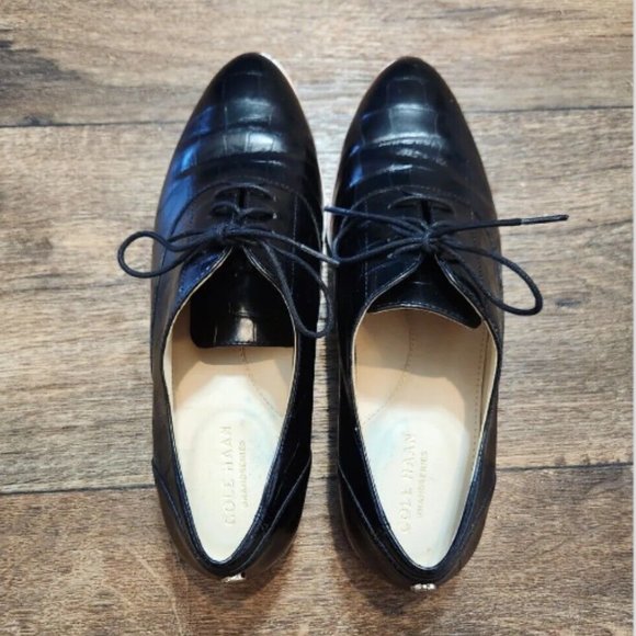 Cole Haan Grand Series 360 Oxford Croc Embossed Leather Shoes - Picture 5 of 16